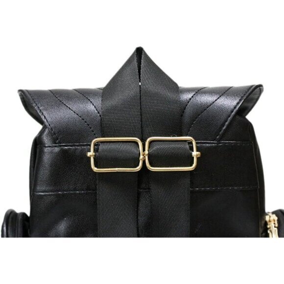 New Small Black Pu Leather Owl Backpacks Fashion Casual Satchel Purse for Women